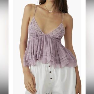 Free people purple top with raw edges